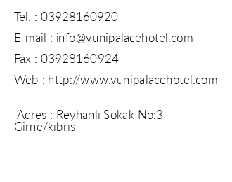 Vuni Palace Hotel & Casino iletiim bilgileri